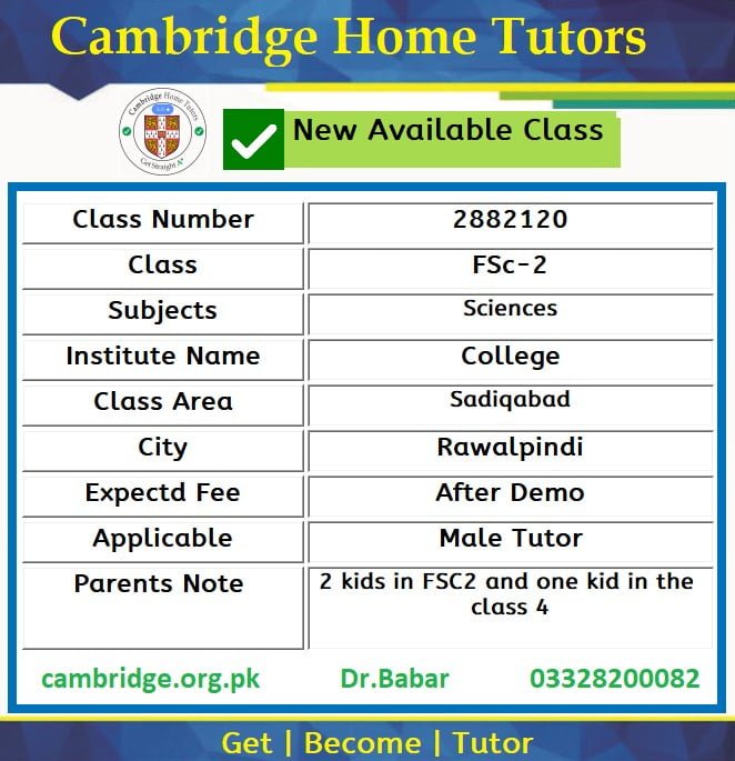 Home Tutor for o level in Rawalpindi