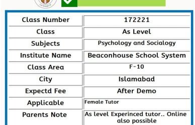 Home tutor for As level Psychology Socialogy in Islamabad
