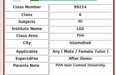 Home Tutor for O level in PHA Islamabad